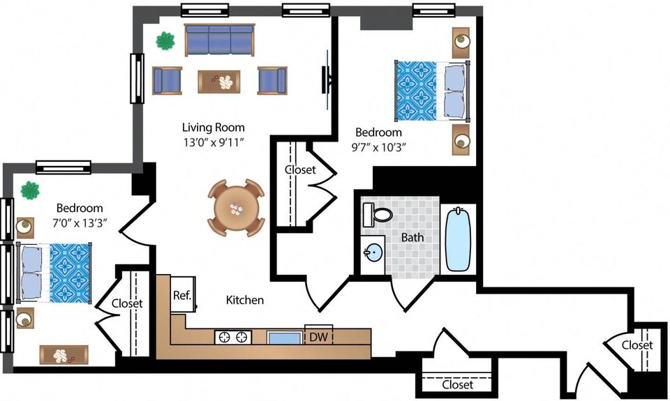 2 Beds 1 Bath - Apartment - 14